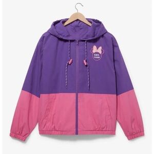DISNEY VTG 90S MINNIE MOUSE JACKET WIND BREAKER WOMEN SZ LG COLOR BLOCK PURPLE